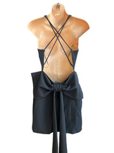 Load image into Gallery viewer, Windsor black bow back tank formal dress-M
