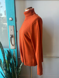 Pendleton Merino Wool Turtleneck Sweater Rust Orange Womens XL Petite