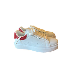 Bernies white with red sparkle sneakers NIB- 7