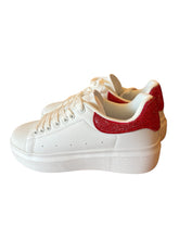 Load image into Gallery viewer, Bernies white with red sparkle sneakers NIB- 7
