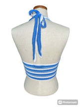 Load image into Gallery viewer, Hollister Blue &amp; White Striped Crotchet Halter Tank - XS - NWT
