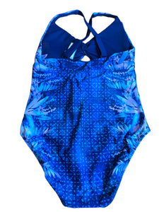 Title Nine Blue Floral One Piece SwimSuit Swimwear Medium