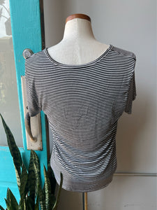 American Eagle black and white striped T-L