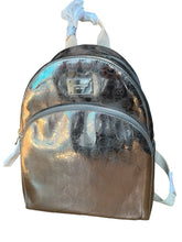 Load image into Gallery viewer, Michael Kors Nickel Jet Set Backpack Metallic Logo NwT
