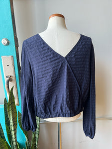 Loft navy long sleeve blouse-M