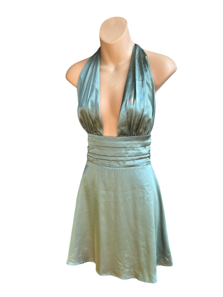 Lucy In The Sky Sage Green Satin Dress Size L