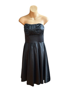 White House Black Market black satin strapless mini formal dress NWT- 4