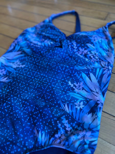 Title Nine Blue Floral One Piece SwimSuit Swimwear Medium