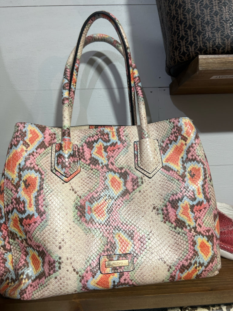 Aldo cream multicolored snakeskin small purse