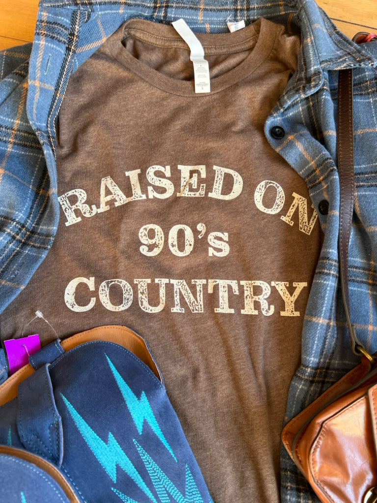 Raised on 90's Country Brown SS T Shirt S