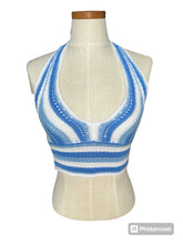 Load image into Gallery viewer, Hollister Blue &amp; White Striped Crotchet Halter Tank - XS - NWT
