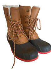 Load image into Gallery viewer, Thinsulate brown lather black and red rubber winter lined boots- 9
