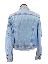 Load image into Gallery viewer, Free People light was distressed jean jacket- S
