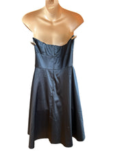 Load image into Gallery viewer, White House Black Market black satin strapless mini formal dress NWT- 4
