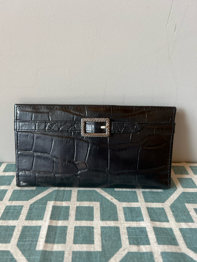 Brighton black silver buckle snap wallet