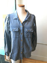 Load image into Gallery viewer, Piccro Anthropologie Chambray Blue Jacket S
