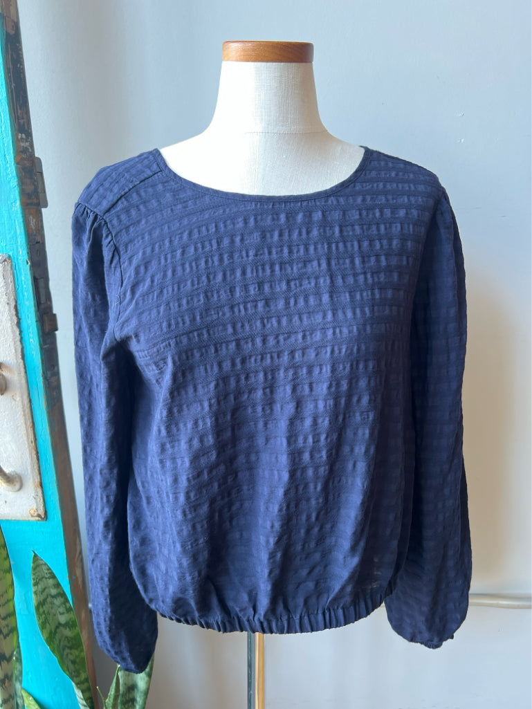 Loft navy long sleeve blouse-M