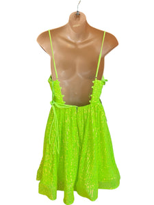 Wintess of Love neon green sequin ruffle v-neck mini party dress NWT- 2