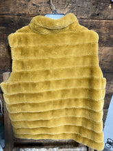 Load image into Gallery viewer, Charlie B Mustard Faux Fur Quilted Reversible Vest Size L
