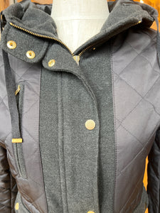 TopShop Charcoal Black Quilted Hooded Jacket - 2