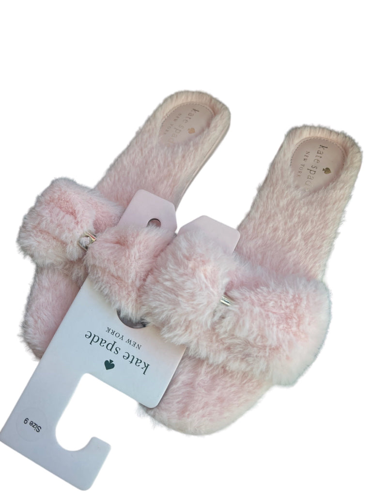 Kate Spade Fluffy Pink Slippers Sandy Size 9 NWT