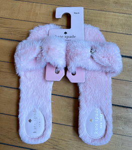 Kate Spade Fluffy Pink Slippers Sandy Size 9 NWT