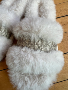 Michael Kors Scarlett Cream Faux Fur Slippers NEW 8