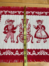 Load image into Gallery viewer, Austrian Red Folk Art Couple Cotton Linen Blend Set of 4 Placemats Austria
