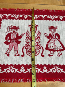 Austrian Red Folk Art Couple Cotton Linen Blend Set of 4 Placemats Austria
