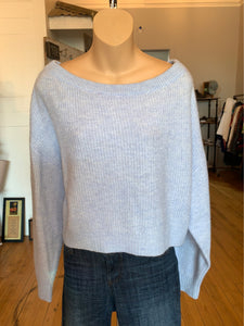 Divided baby blue ribbed cropped sweater- L