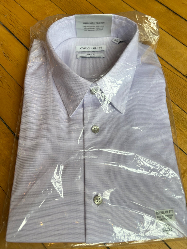 Calvin Klein Purple Lavender Regular Fit 17 34/35 XL Button Down Dress Shirt NEW