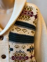 Load image into Gallery viewer, Lands End Canvas 1969 Ivory Chunky Button Up Nordic Sweater Cardigan Small
