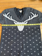 Load image into Gallery viewer, J. Crew Grey Deer Reindeer Snowflake Nordic V Neck Sweater Size Small

