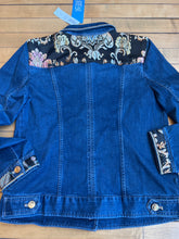 Load image into Gallery viewer, Chicos Heritage Denim Jacket Heirloom Indico Embroidered Metallic NEW 00
