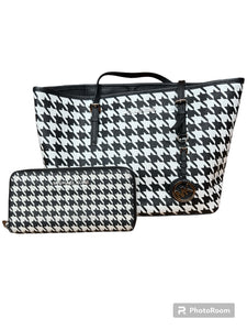Michael Kors black white Houndstooth small shoulder purse-NEW