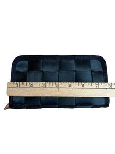 Harveys Seatbelt Bag Clutch Wallet Black Silver Tone Hardware