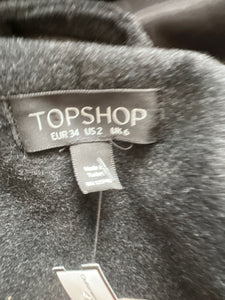 TopShop Charcoal Black Quilted Hooded Jacket - 2