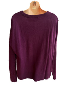 Loft Wine and Cheese Purple Crew Neck Sweater NWT L