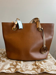 Michael Kors brown leather bucket bag