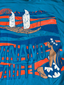 Hinano Tahiti Blue Hawaiian Crew Neck Short Sleeve T Shirt XL
