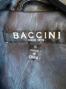 Baccini Navy Blue Ombre Faux Leather Moto Jacket NWT Small