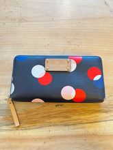 Load image into Gallery viewer, Kate Spade New York Zip Around Dots Wallet Navy Polka Dot
