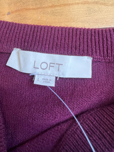 Loft Wine and Cheese Purple Crew Neck Sweater NWT L