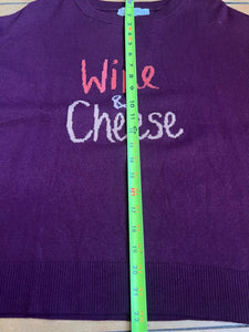 Loft Wine and Cheese Purple Crew Neck Sweater NWT L