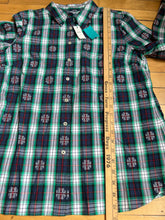 Load image into Gallery viewer, Tablots Blue Green Plaid Snowflake Button Up NEW Medium
