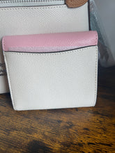Load image into Gallery viewer, Coach white light pink tri fold mini wallet-NEW
