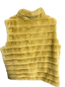 Charlie B Mustard Faux Fur Quilted Reversible Vest Size L