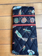 Load image into Gallery viewer, Vera Bradley Fly Fishing Black Angler Eye Class Holder Glasses Case
