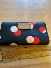 Load image into Gallery viewer, Kate Spade New York Zip Around Dots Wallet Navy Polka Dot
