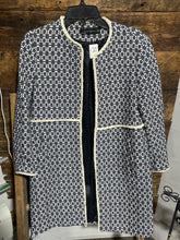 Load image into Gallery viewer, Zara Woman Blue Cream Houndstooth Open Long Blazer S
